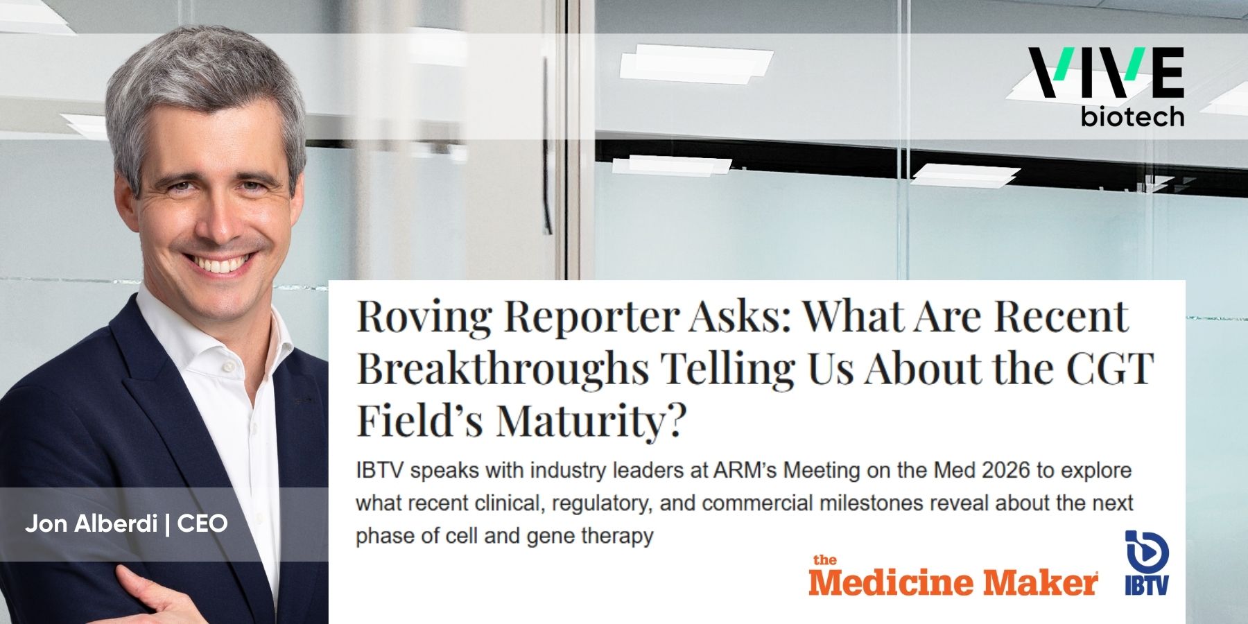 Jon Alberdi joins industry leaders to discuss the maturity and future of cell and gene therapy at ARM’s Meeting on the Med 2026