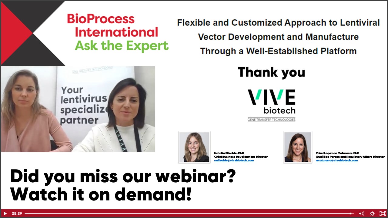 VIVEbiotech presents its highly flexible and customized approach to lentiviral vector manufacturing at BioProcess International