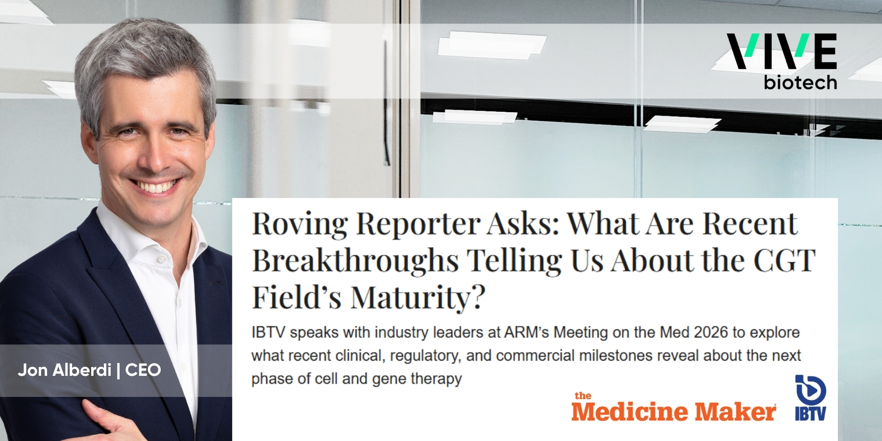 Jon Alberdi joins industry leaders to discuss the maturity and future of cell and gene therapy at ARM’s Meeting on the Med 2026