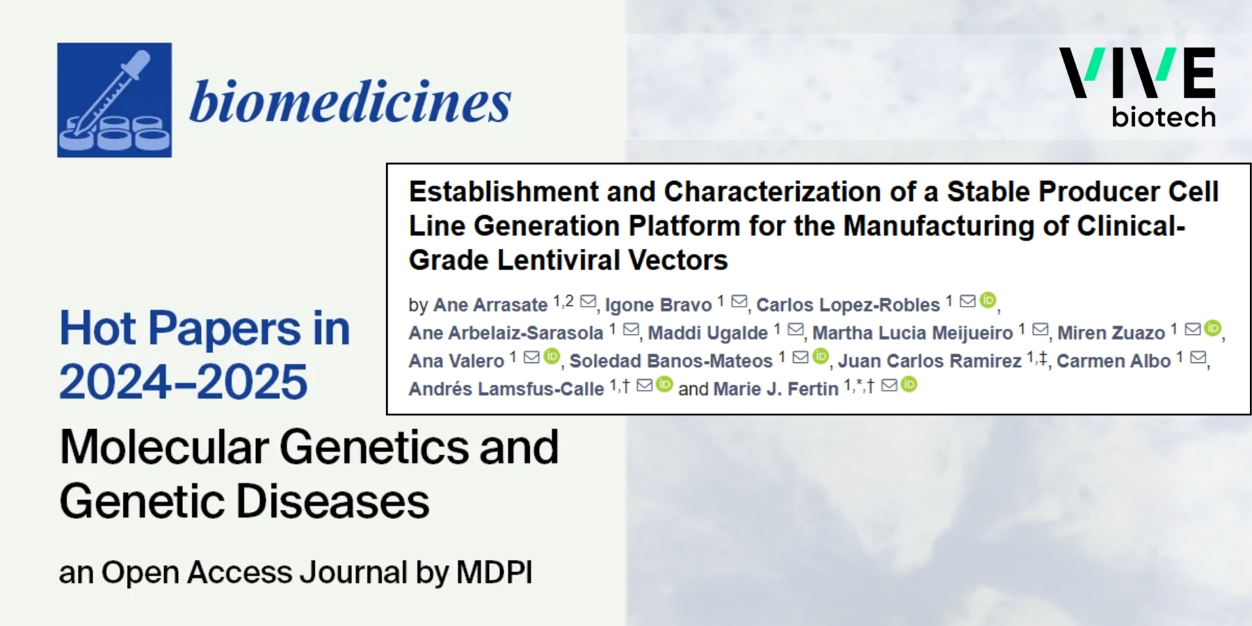 VIVEbiotech receives Biomedicines “Hot Paper” recognition