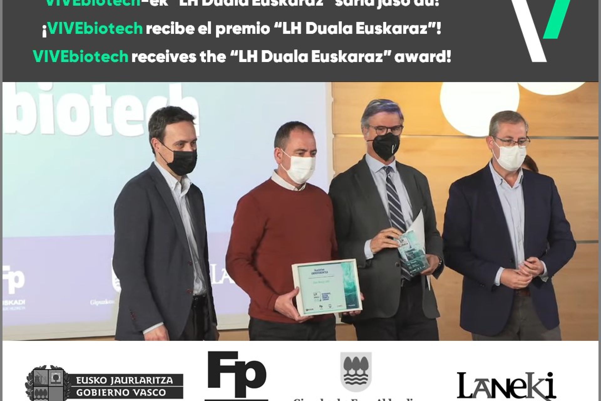 VIVEbiotech receives the “LH Duala Euskaraz” award