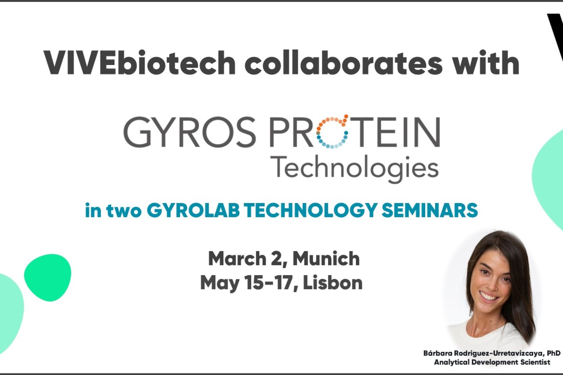 VIVEbiotech collaborates with Gyros Protein Technologies in two Gyrolab Technology Seminars