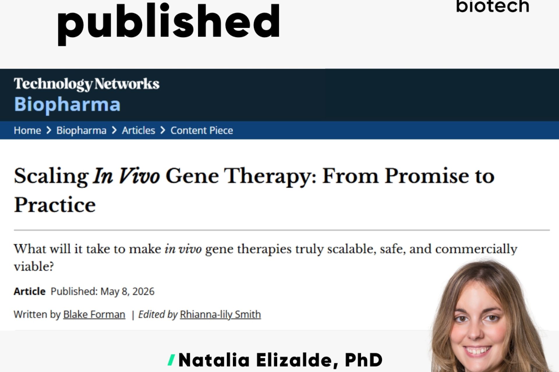 VIVEbiotech Highlights Progress and Challenges in In Vivo Gene Therapy at the Advanced Therapies Congress