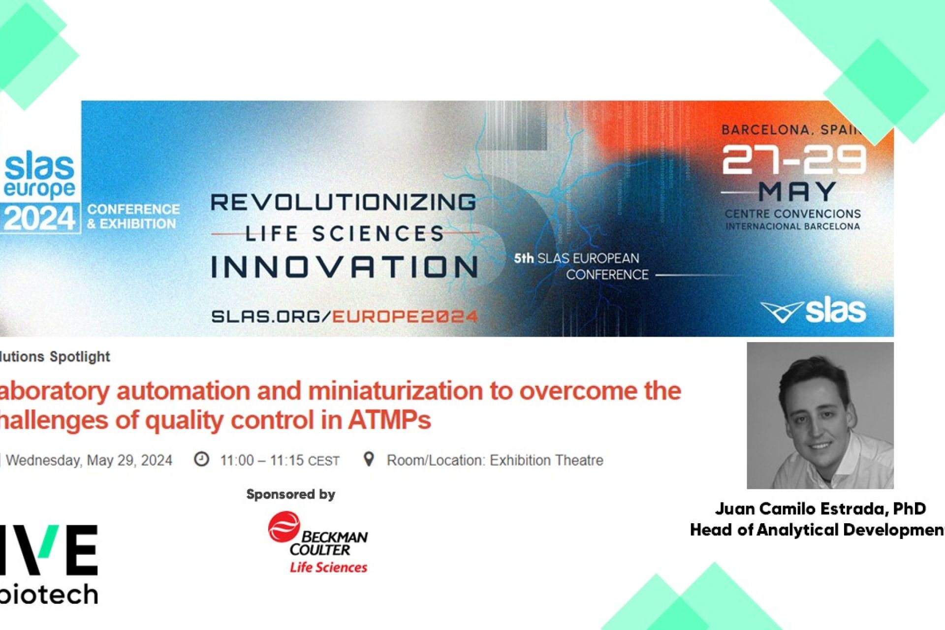 VIVEbiotech participates at the SLAS Europe 2024 Conference & Exhibition