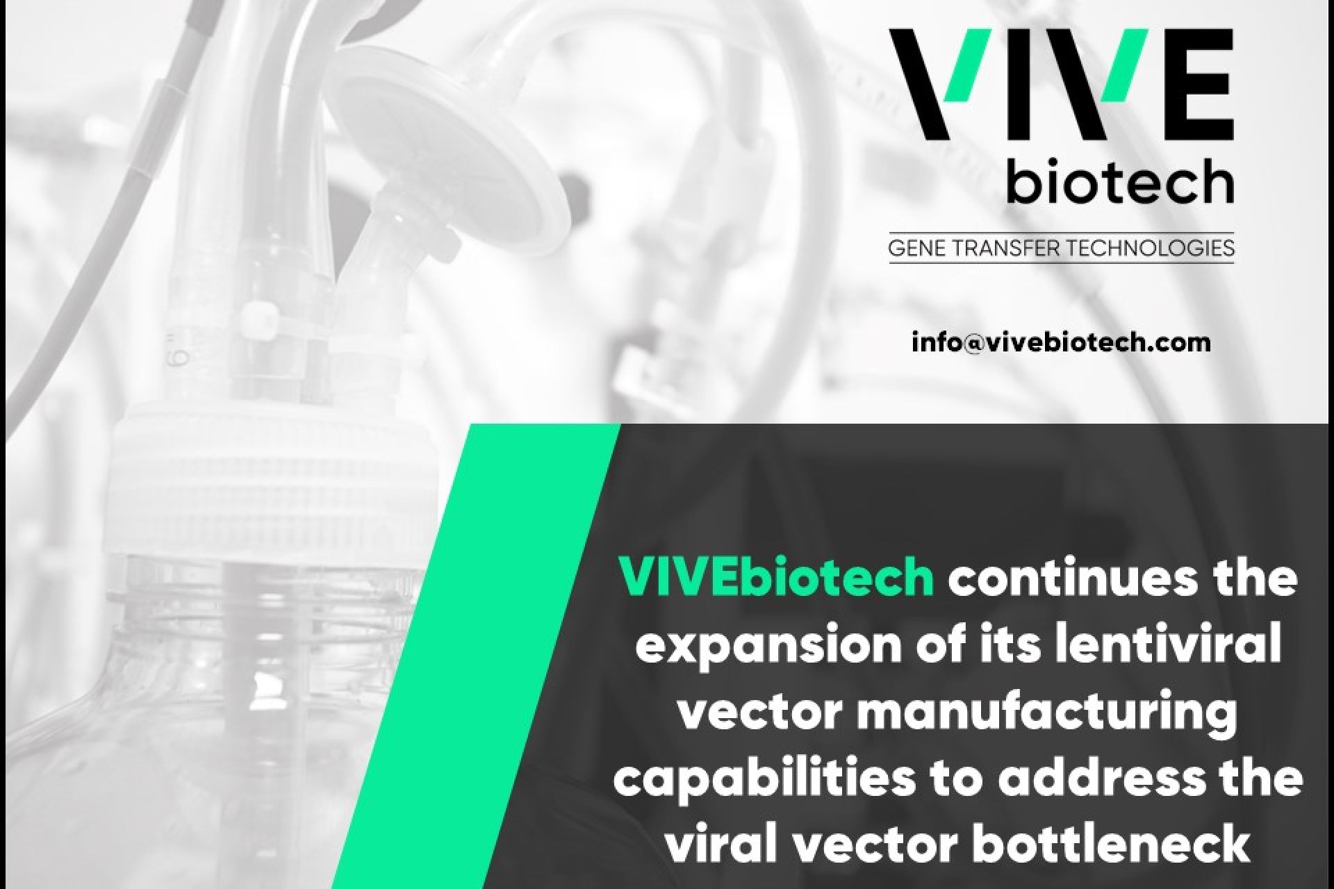 VIVEbiotech continues the expansion of its lentiviral vector manufacturing capabilities to address the viral vector bottleneck
